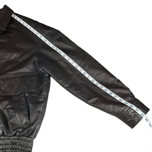 Vintage Irvine Park Genuine Leather Bomber Jacket Brown Full Zip Button Closure - Picture 10 of 14